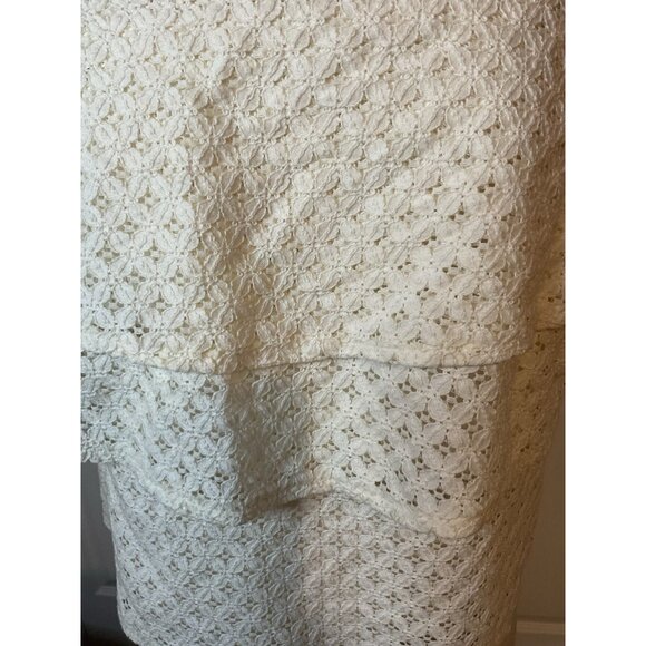 Banana‎ Republic Ivory Cream Off Shoulder Lace Top Blouse Ruffle Tiered Medium - Picture 3 of 7